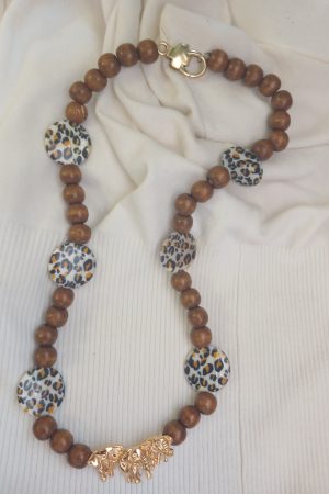 DCN0001-ANIMAL BROWN BEAD NECKLACE