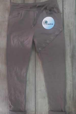 IT3446-PANTS NERDINA COTTON ELASTINE TRIM STUD PANTS