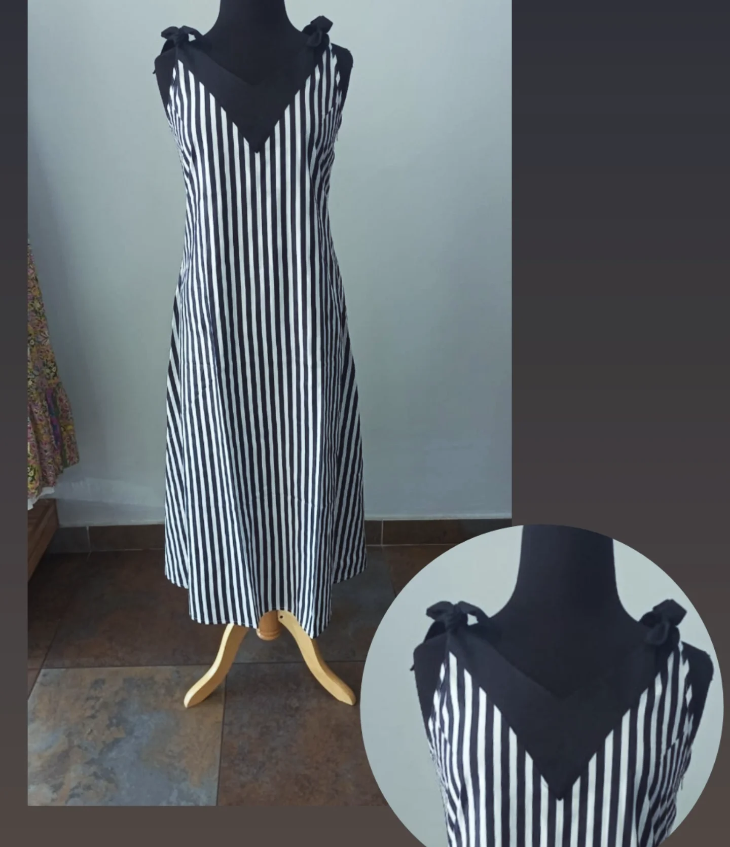 SU24-Z101 STRIPED DRESS WITH RIBBON TIE SHOULDERS - Image 2