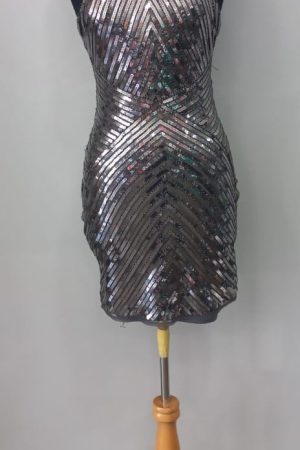 D16784 SILVER SEQUIN COCKTAIL DRESS